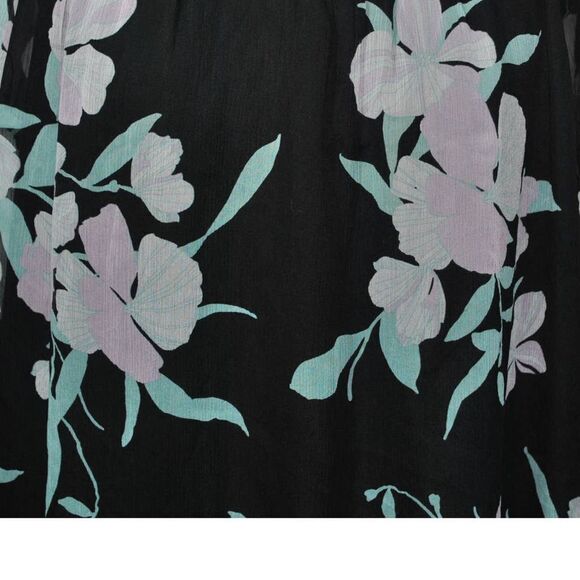 NWT Maeve Anthropology Black Pink Floral Smock Silk Dress- M - Picture 2 of 6